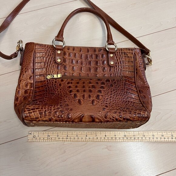 Vintage Due Fratelli Croc Embossed Genuine Leather Handbag - Picture 10 of 14